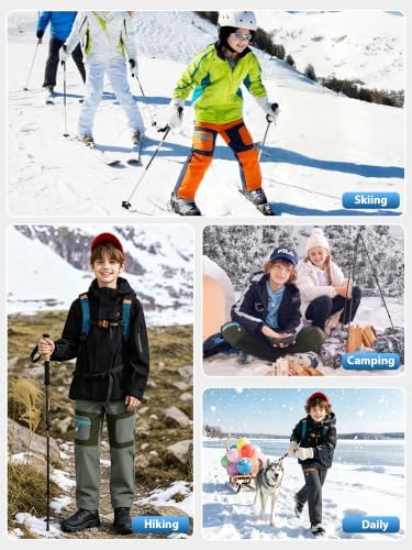 Boys Snow Pants Waterproof Fleece Lined Winter Ski Pants for Kids