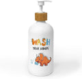 Kids Bathroom Soap Dispenser, Dinosaur Glass Dish Soap Dispenser with Pump for Kitchen, Wash Your Hands Toddler Bathroom Countertop Handsoap Refillable Container