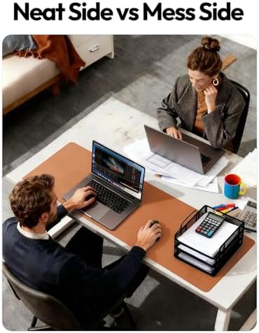 YSAGi Leather Desk Protector, Office Mat, Large Mouse Mat, Non-Slip PU Leather Blotter, Laptop Desk Mat, Waterproof Writing Pad for Office and Home(Brown, 63" x 17.2")