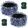 2 Pack 200 LED Battery Operated Christmas Lights, String Light Blue & White