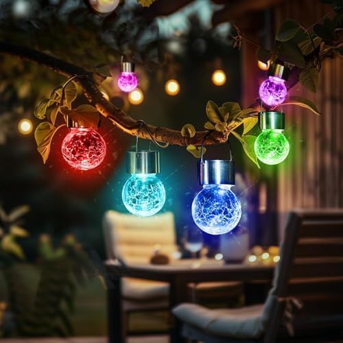 GIGALUMI Solar Hanging Lights Outside Solar Christmas Decoration Light 16Pc