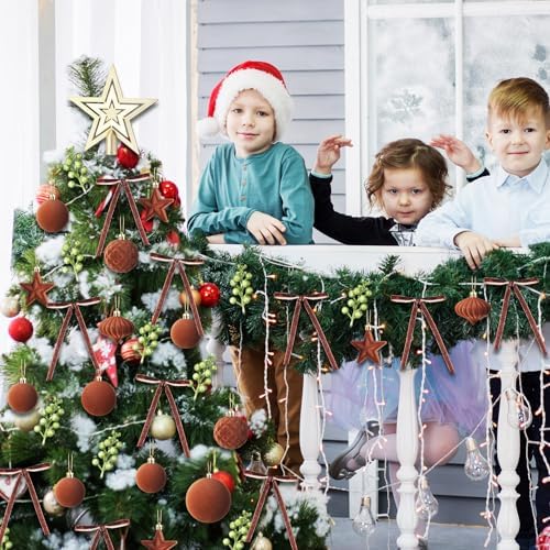 Hollowfly 95 PCS Velvet Christmas Tree Decor Set, Brown