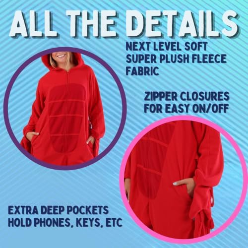 Funziez! Slim Fit Adult Onesie - Animal Costume - Plush Unisex Halloween One Piece Cosplay Suit for Women and Men