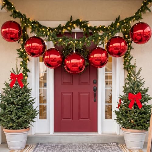 Threan 10 Inch Large Burgundy Shiny Christmas Ball Ornaments