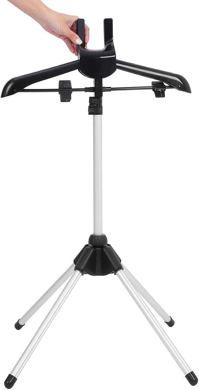Foldable Garment Steamer Rack for Clothes with Adjustable Height and Sturdy Aluminum Alloy Support, Includes Handheld Ironing Board and Lint Remover, for Laundry Rooms and Bedrooms