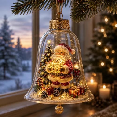 7PCS Glowing Christmas Ornaments - Mini Gold Light-Up Christmas Ball Ornaments - Christmas Tree Ornament with Warm LED Light for Tree Mantel, Holiday Scene Decoration & Gift