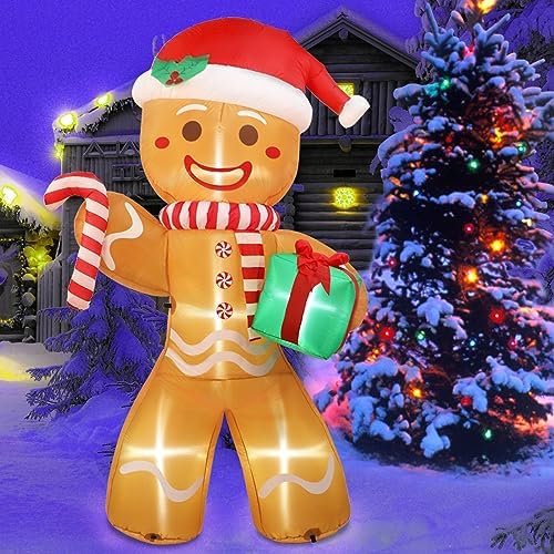OurWarm 8FT Christmas Inflatables Outdoor Gingerbread Inflatable for Yard