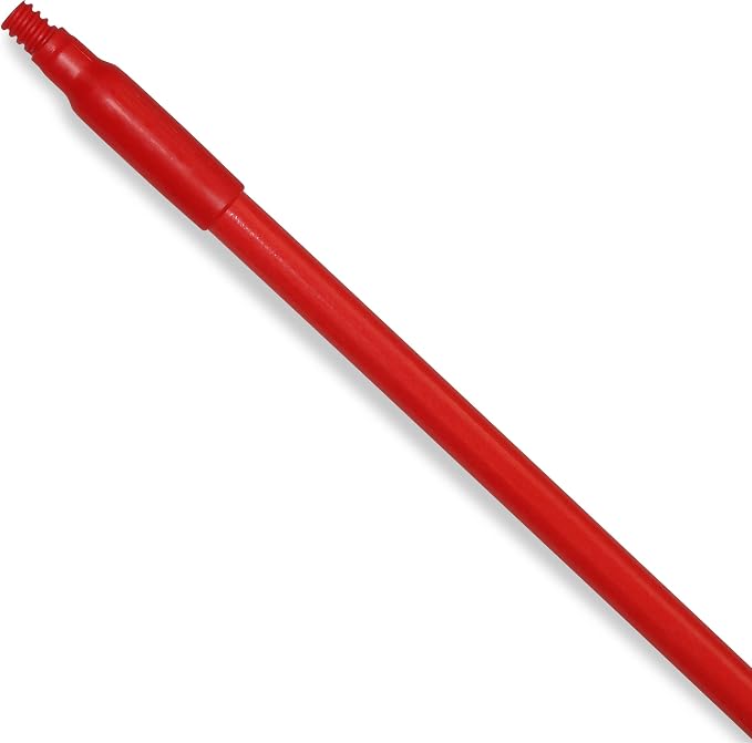 SPARTA Fiberglass Broomstick Replacement Broom Handle with Acme Threaded Tip for Industrial Cleaning Tools, Fiberglass, 60 Inches, Red