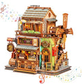 OZJAY Corner Tavern DIY Miniature House Kit, 3D Wooden Puzzle for Adults