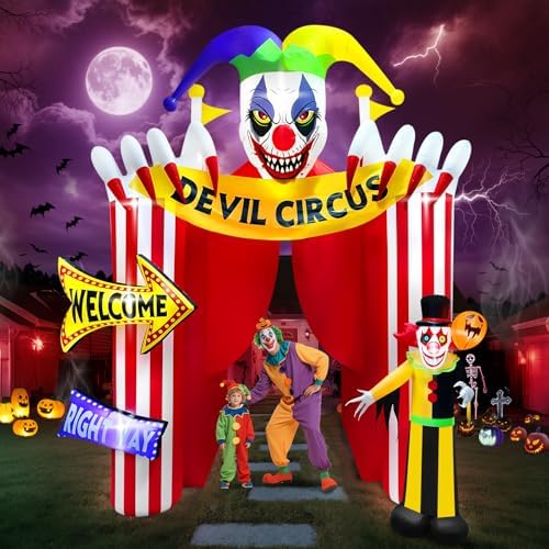Kalolary 12FT Tall Halloween Inflatables Arch Clown Circus Haunted House