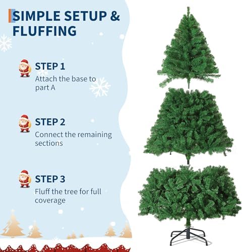 9ft Artificial Christmas Tree, Realistic Full Unlit Holiday Décor