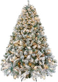 Yaheetech 7.5ft Pre-Lit Snow Flocked Artificial Christmas Tree, 550 Lights