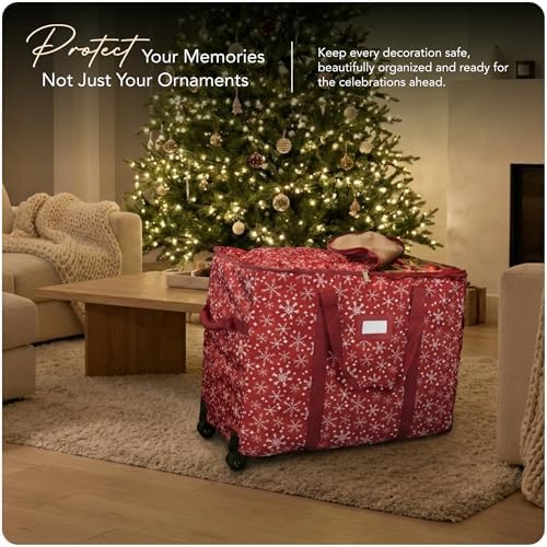 Covermates Rolling Adjustable Ornament Storage Bag, 25.5"W x 13"D x 12.5"H
