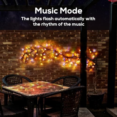 Enchanted Willow Vine Lights for Home Decor with 160LEDs, 8.2FT Voice-Activated Wall Decoration Light, Support Warm and Color Light Mode Switch, Ideal for Christmas, Wedding, Party Decor(Black)(1PCS)