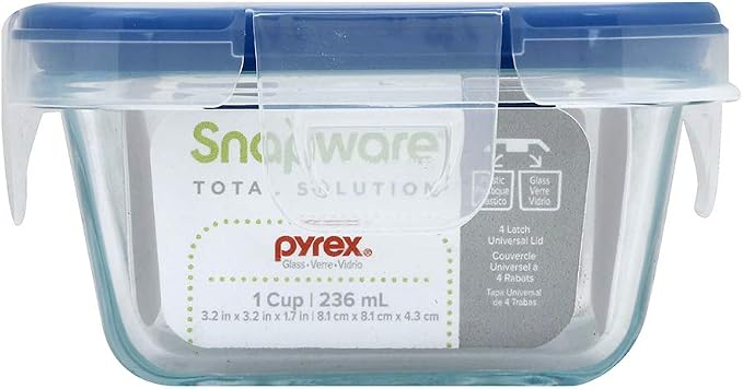 Snapware Total Solutions (2-Pack, 1 & 4 Cup) Glass Food Storage Containers Set, Airtight & Leakproof Locking BPA-Free Lids, Freezer Dishwasher Microwave Safe