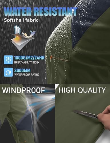 MAGCOMSEN Men's Snow Ski Pants Fleece Lined Water Resistant Winter Pants with 4 Zip Pockets for Snowboard Hiking Outdoor