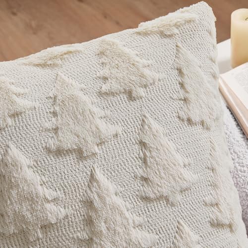 MIULEE Christmas Throw Pillow Covers Cream White Set of 2 16x16