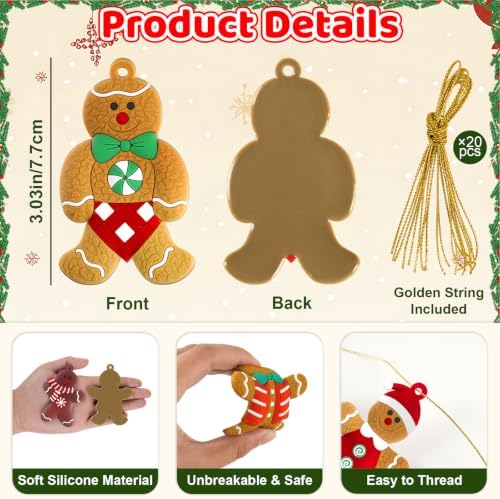 kockuu 16pcs Gingerbread Man Ornaments for Christmas Tree Decorations