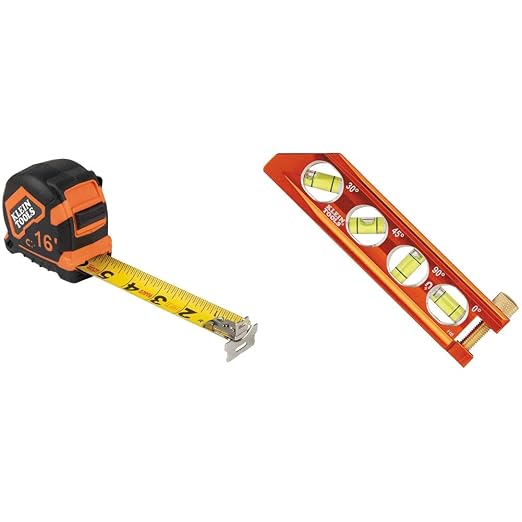 Klein Tools 9216 Tape Measure and 935AB4V Level