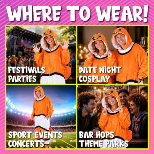 Funziez! Adult Onesie Halloween Costume Animal Dinosaur Shark Unisex Plush One Piece Cosplay Suit for Adults, Men and Women