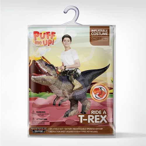 Spooktacular Creations Inflatable Dinosaur Costume Kids, T.rex Blow Up Costumes, Digital Printing Ride-On Dinosaur for Party
