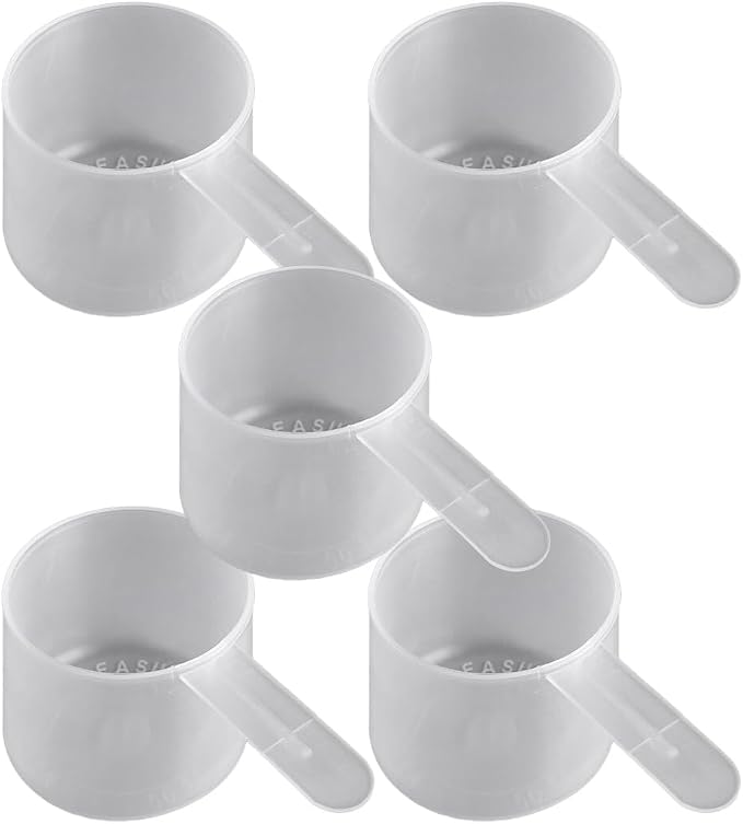 53 mL Plastic Measuring Packaging Scoop (= 53 cc/ = 3.58 Tablespoon/ = 1.8 fl oz/= 0.224 Cup) Short Handle - to Measure and Dispense Spices, Granules, Powders, for Seeds Packing (5)