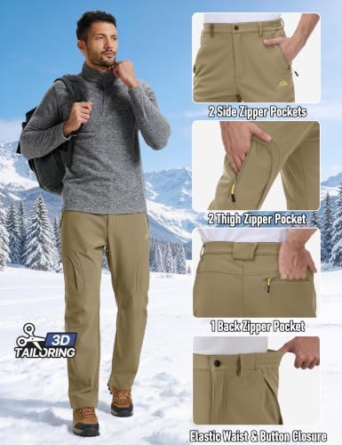 TACVASEN Men's Ski Snow Pants Winter Fleece Lined Waterproof Insulated