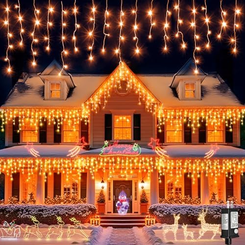Icicle Lights for outside 33FT 400 LED Orange Halloween Lights Outdoor