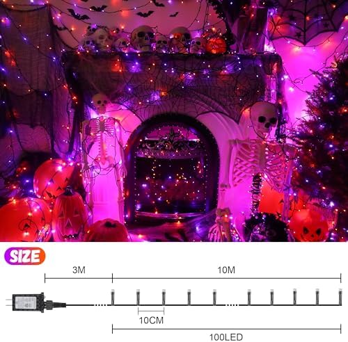 200LED Orange and Purple String Lights 63 Ft Halloween Light 8 Modes Twinkle Waterproof Light for Party Garden Indoor Outdoor Decor