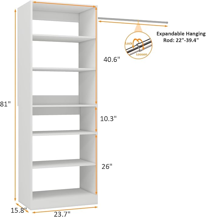 Closet System with Shelves, 2FT Closet Organizer System, Modular Close Organizer(VO-013)