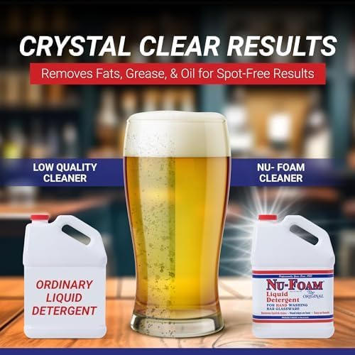 Nu-Foam Low Low Suds Liquid Detergent for Bar Glassware - Original Streak-Free Solution - Hand Washing Bar, Tavern, Brewery Supplies - Concentrated - 1 Gallon (Pack of 1)