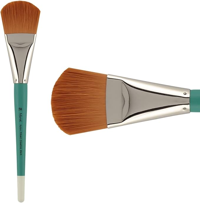 Creative Mark Art Supplies Large Mural Synthetic Golden Taklon Paint Brush - Filbert #50-2 Pack - Artist Supplies for Acrylics, Watercolors, and Oils - Durable, Resilient, Seamless Ferrules