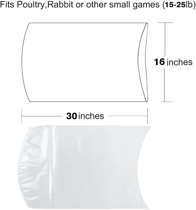 Turkey Shrink Bag, Poultry Shrink Bags, 30 Pack 16x30 inches Clear Shrink Wrap Bags with 30 Zippers, Silicone Straws for Chickens, Rabbits & Turkey