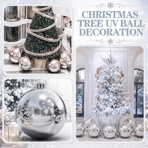 Threan 10 Inch Large Silver Shiny Christmas Ball Ornaments