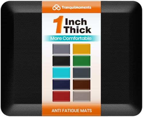 1-Inch Thick Anti-Fatigue Mat for Kitchen and Standing Desk, 20"x24", Black