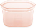Zip Top Reusable Food Storage Bags | Small Dish [Peach] | Silicone Meal Prep Container | Microwave, Dishwasher and Freezer Safe | Made in the USA