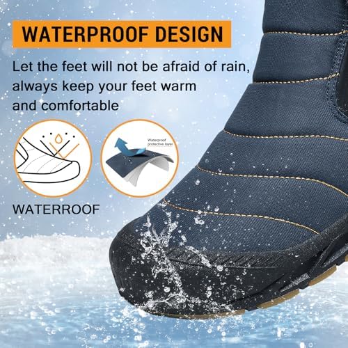ziitop Snow Boots Mens Waterproof Winter Boots Fur Lined Warm Ankle Boots
