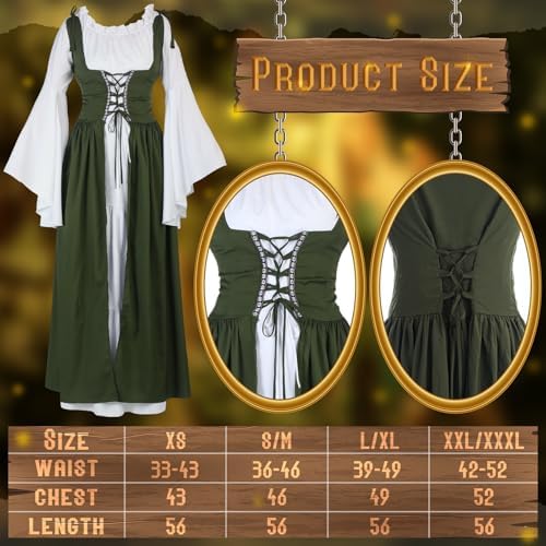 Bonuci 6 Pcs Medieval Renaissance Costume Women Fairy Dress