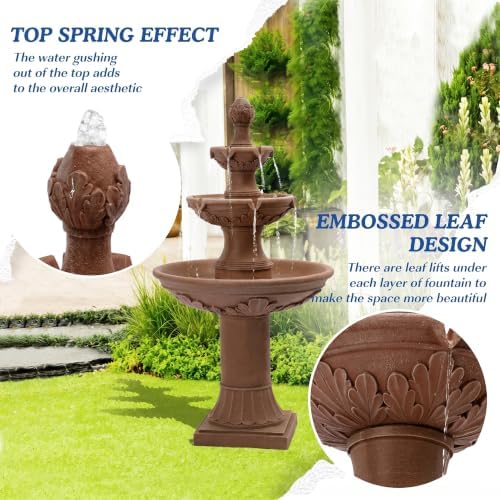 3-Tiers 48.4" H Italian Outdoor Water Fountains Feature Garden Decor