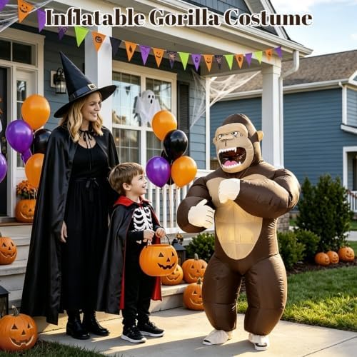 Inflatable Gorilla Costume Kids, Blow Up Gorilla Costume for Halloween