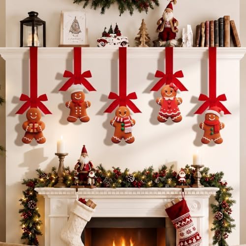 8 Pcs Christmas Kitchen Hanging Ornament, Velvet, Gingerbread Man