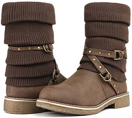 DREAM PAIRS Women's Mid Calf Fashion Winter Snow Boots