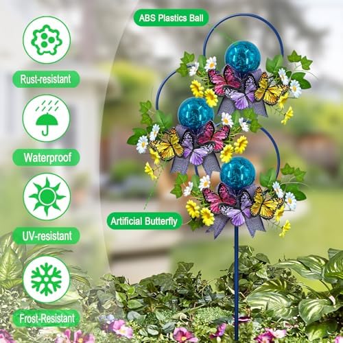 Solar Lights Outdoor Garden Stakes,Butterfly & Flower LED Colorful Lights