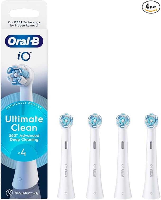 Oral-B iO Ultimate Cleaning Original Replacement Toothbrush Heads for Oral-B iO Electric Toothbrushes 'Bristle-in-Bust' Bundle, White, Pack of 4