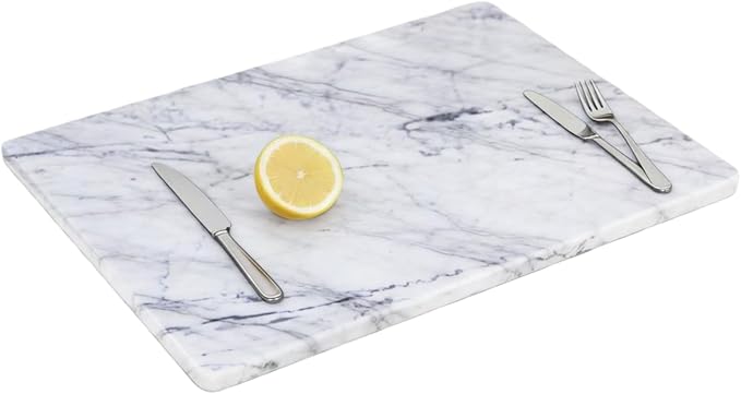 White Carrara Marble Cutting Board for Kitchen, 24 x 20 Inch Extra Large Marble Pastry Slab, Carrara White Stone Cutting Board for Dough Kneading, Baking, Rolling, Cheese