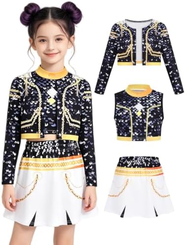 Kids Pop Singer Golden Costume Girls Halloween Costumes Outfit & Accessory
