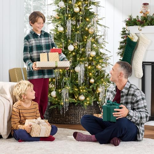 Best Choice Products Full Aspen Christmas Tree, 6ft Pre-lit Realistic Noble Fir w/ 450 Glowing Micro LED Lights, 2-in-1 White & Multicolor