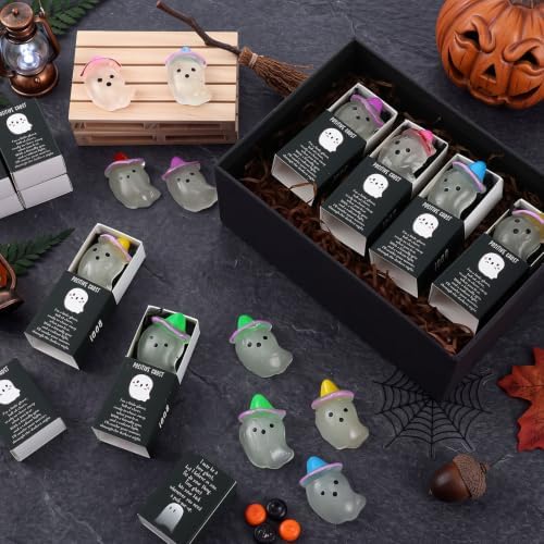 60 Sets Halloween Positive Gifts Luminous Ghost Desk Decor Trinkets, Clear