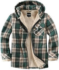 Elesuit Men's Full Zip Fleece Flannel Jacket Shirt Plaid Cotton Hoodie Coat