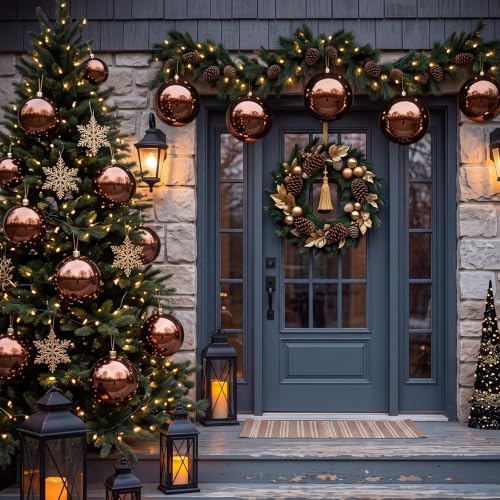 Threan 8 Inch Large Chocolate Brown Shiny Christmas Ball Ornaments